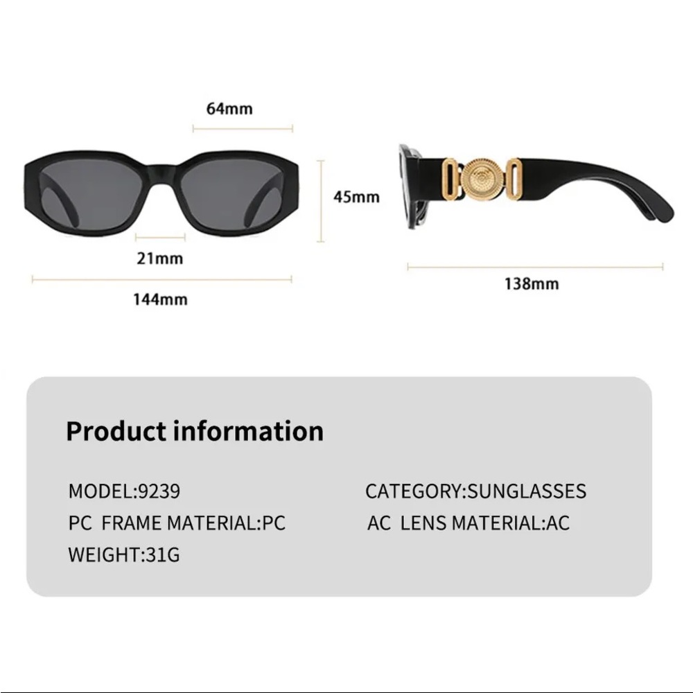 🎉Last Pair New Rectangle Frame Fashion Lux Designer Sun Glasses UV400 - Picture 5 of 16